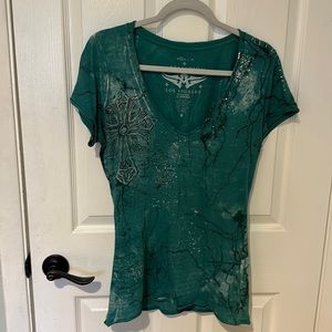 Affliction Los Angeles v neck tshirt small